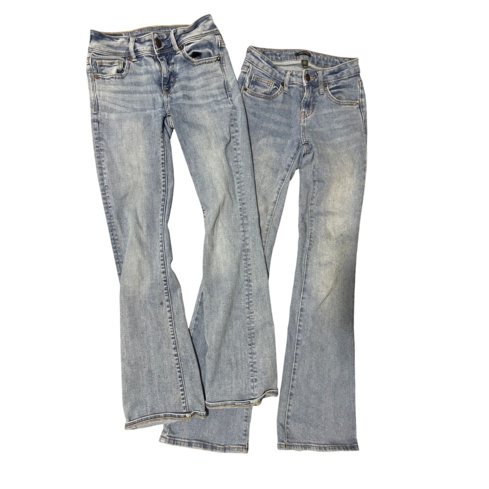 Women's Jeans 00 Set of 2 Pairs American Eagle Wild Fable Straight Bootcut Denim